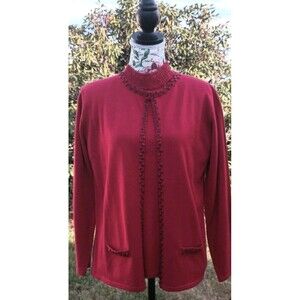 Vintage 90s Jenny 2pc Red Christmas Party Sweater Medium Teacher Professional